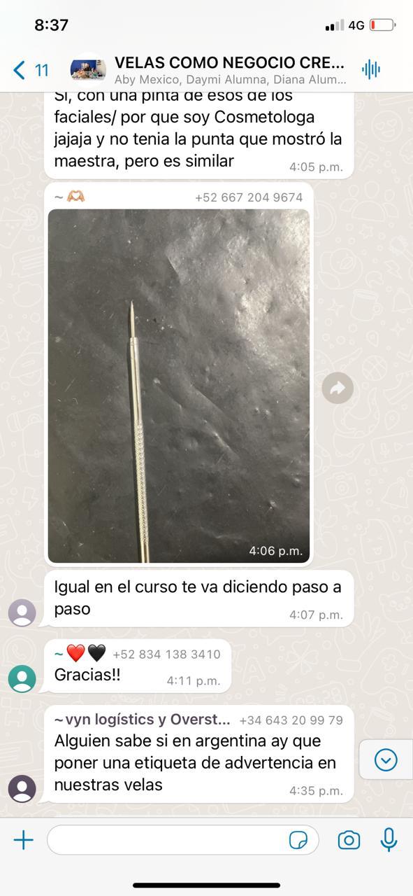 Chat de Whatsapp de Alumna de Velas 4